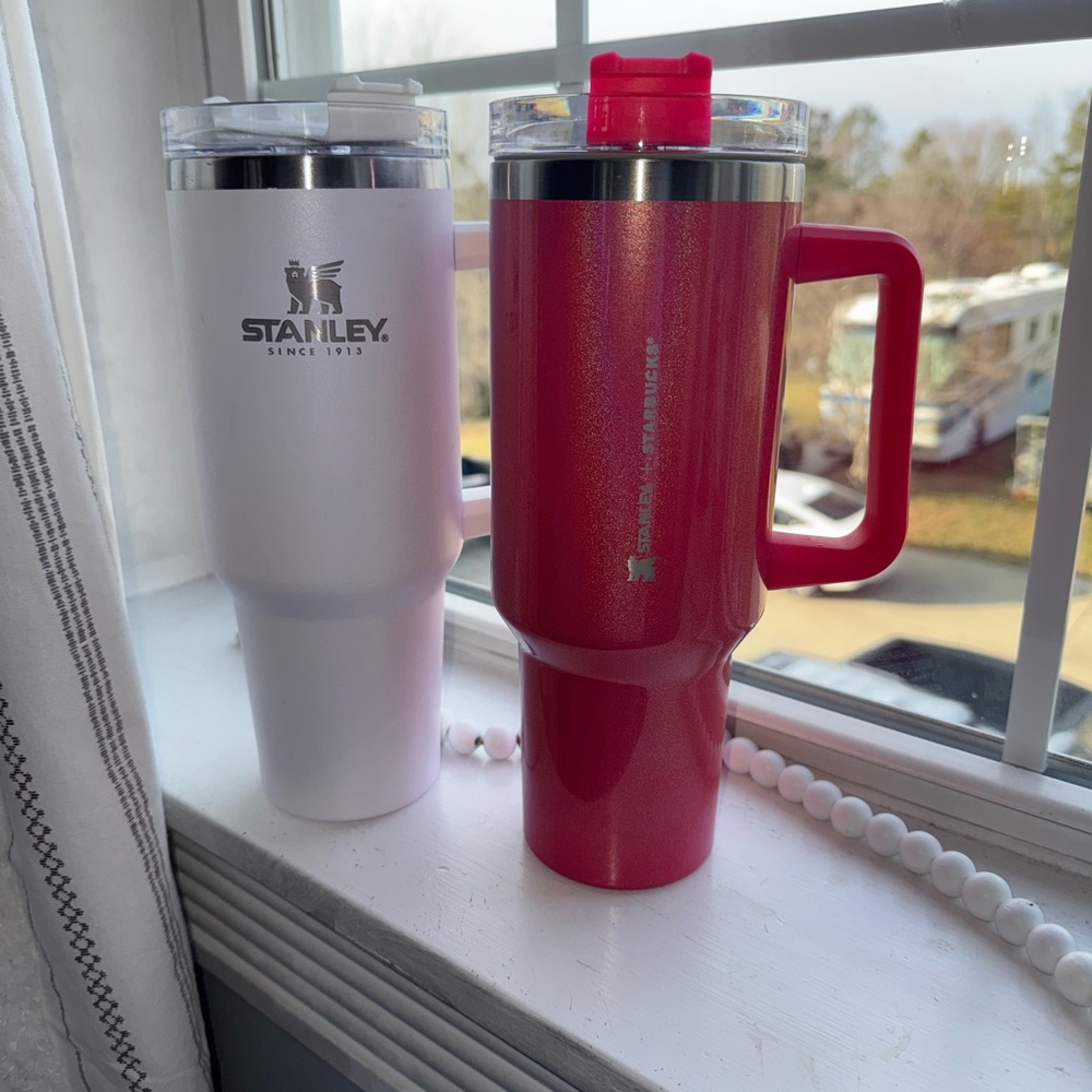 Stanley Pink and White Travel Mugs